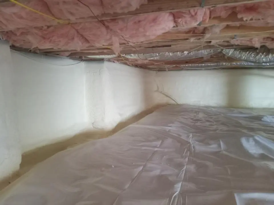 Crawl space encapsulation with closed-cell spray foam for Metal Roof Coating in St. John